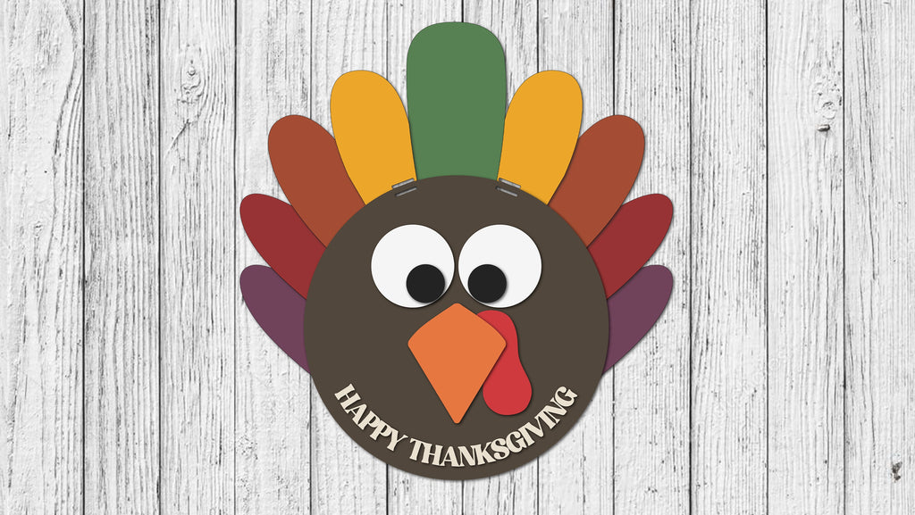 Happy Thanksgiving Turkey Door Hanger - DIY Unfinished Kit - Lvl 2