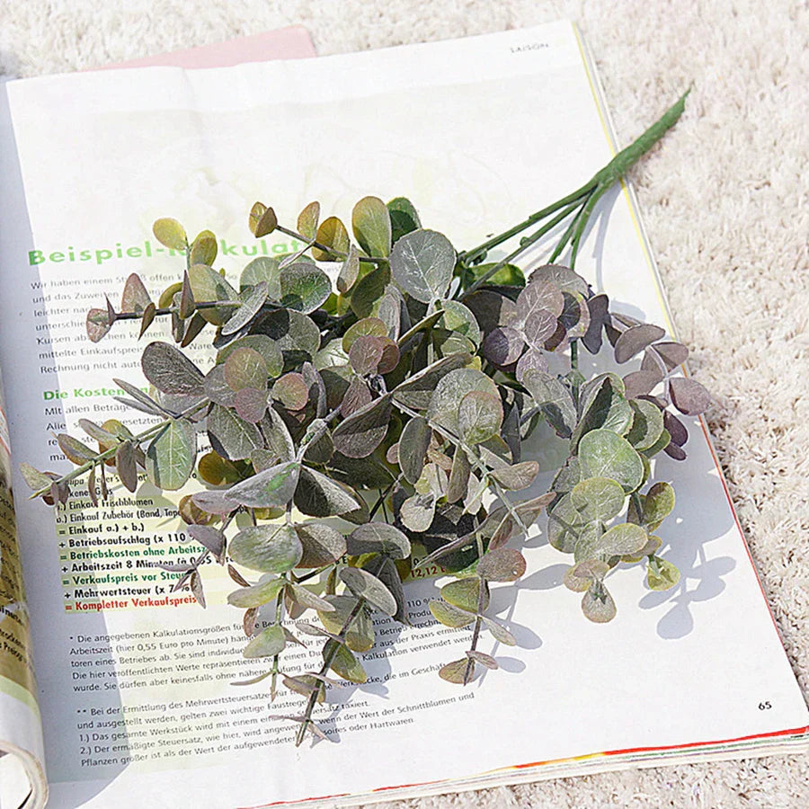 DecorBites™ Green Eucalyptus Branch: Faux Leaves for Home & Wedding Decor