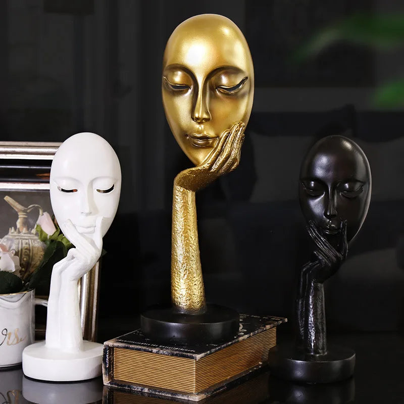 DecorBites™ Lady Face Abstract Art Sculpture Resin Ornaments for Home Decor