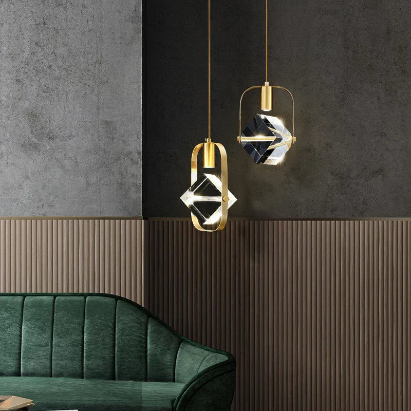 DecorBites™ Gold Crystal Pendant Light Chandelier for Living Room Kitchen LED Art Deco