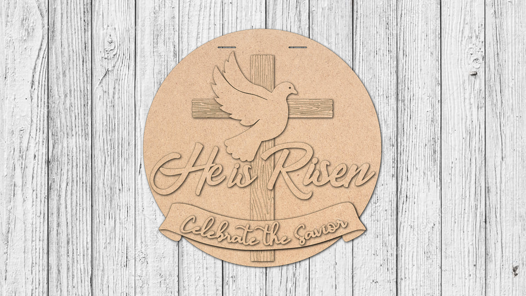 He is Risen Cross and Dove Door Hanger - DIY Unfinished Kit - Lvl 2