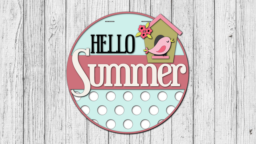 Hello Summer Bird House Door Hanger - DIY Unfinished Kit - Lvl 2