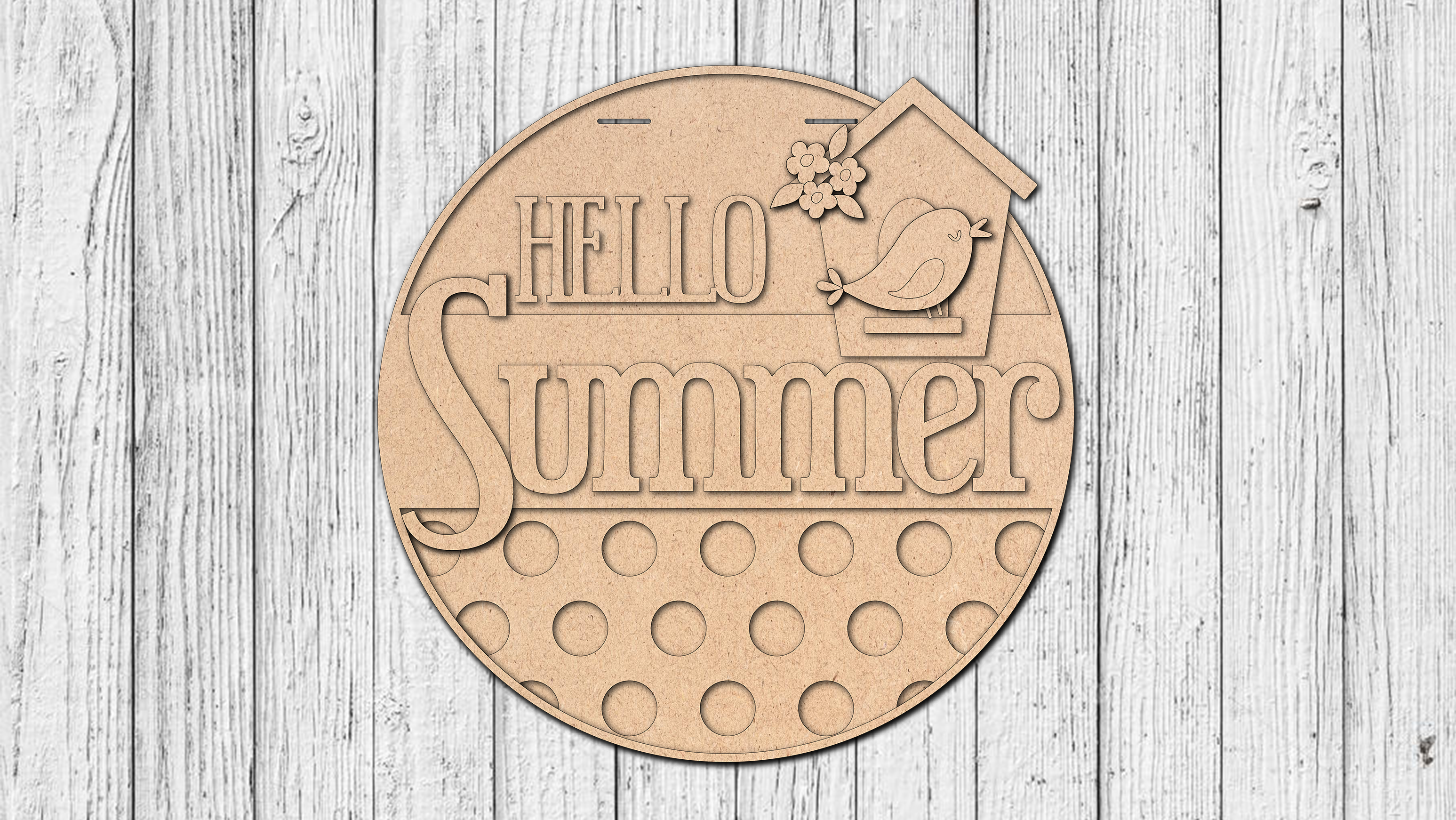Hello Summer Bird House Door Hanger - DIY Unfinished Kit - Lvl 2