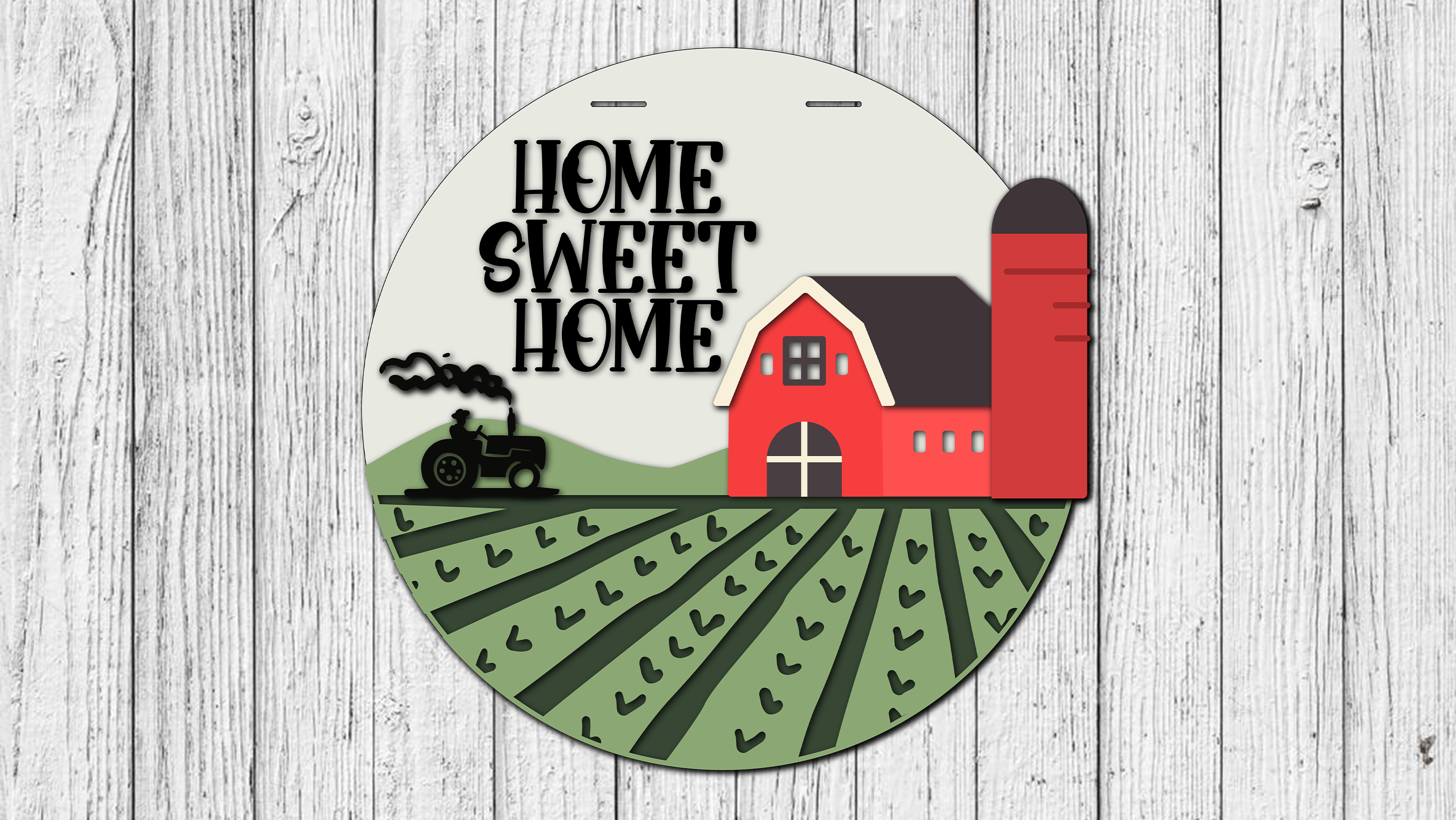 Home Sweet Home Farm Door Hanger - DIY Unfinished Kit - Lvl 2