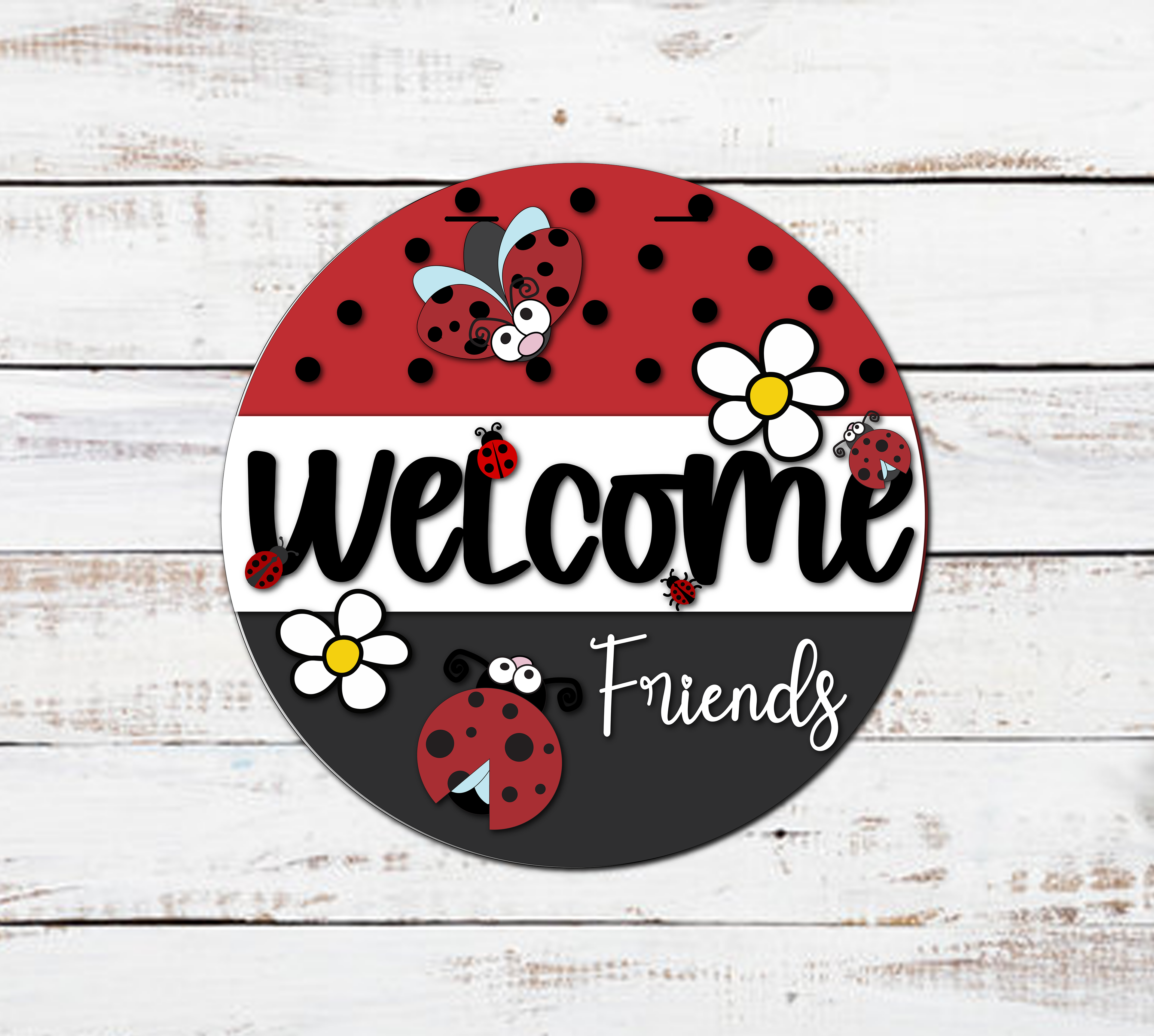 Welcome Friends Ladybug Door Hanger DIY Unfinished Kit