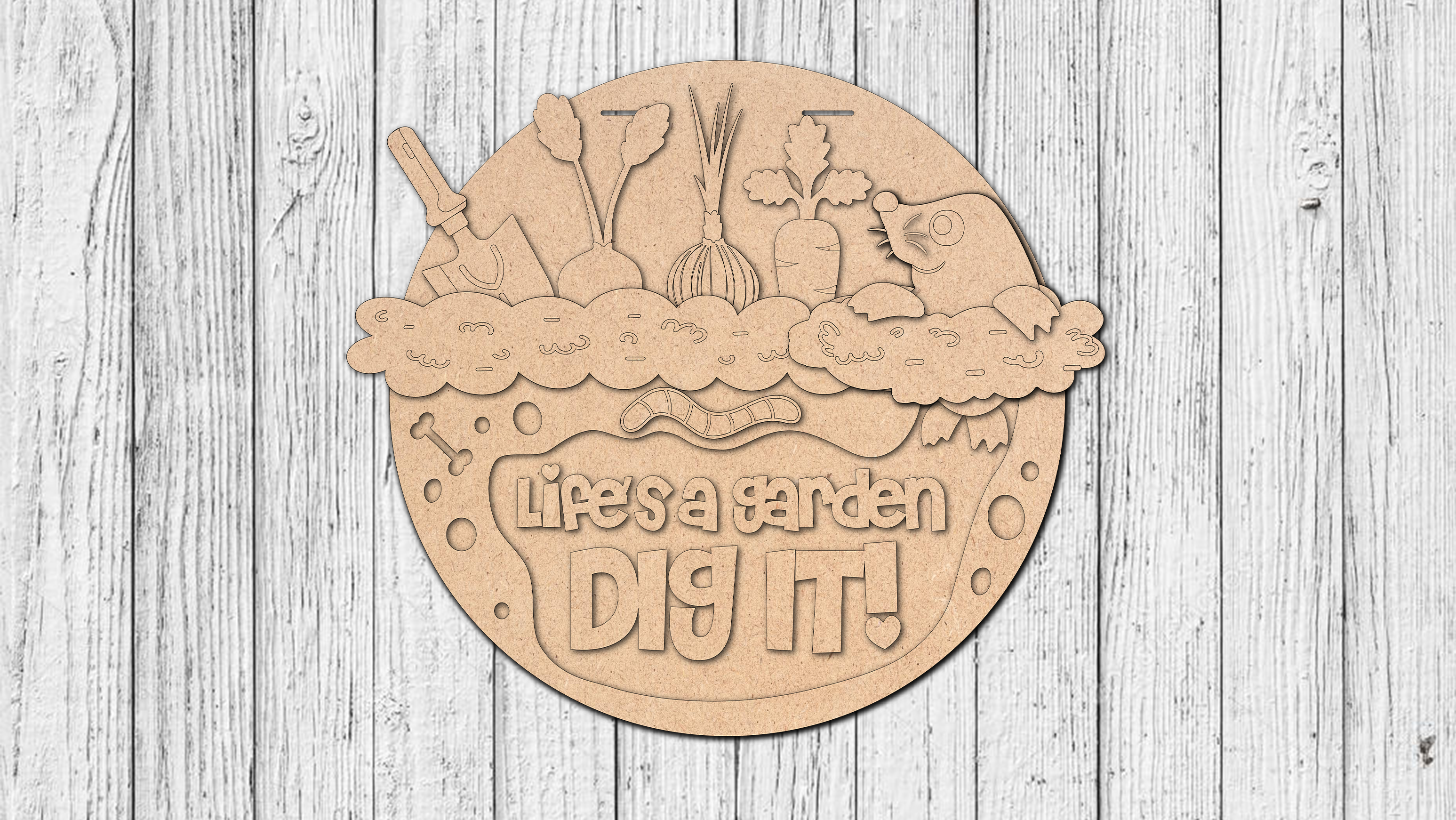 Life's a Garden Dig It! Mole Door Hanger - DIY Unfinished Kit - Lvl 3