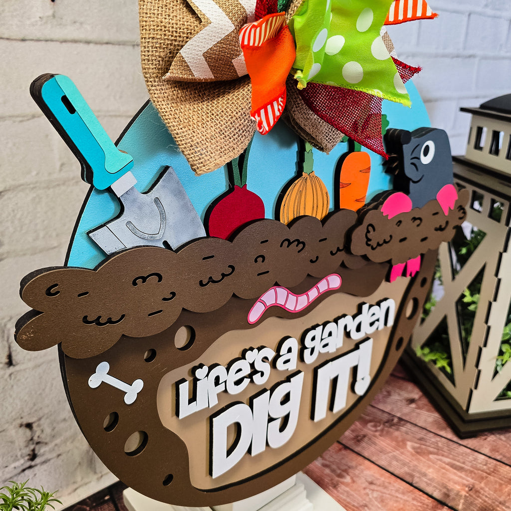 Life's a Garden Dig It! Mole Door Hanger - DIY Unfinished Kit - Lvl 3