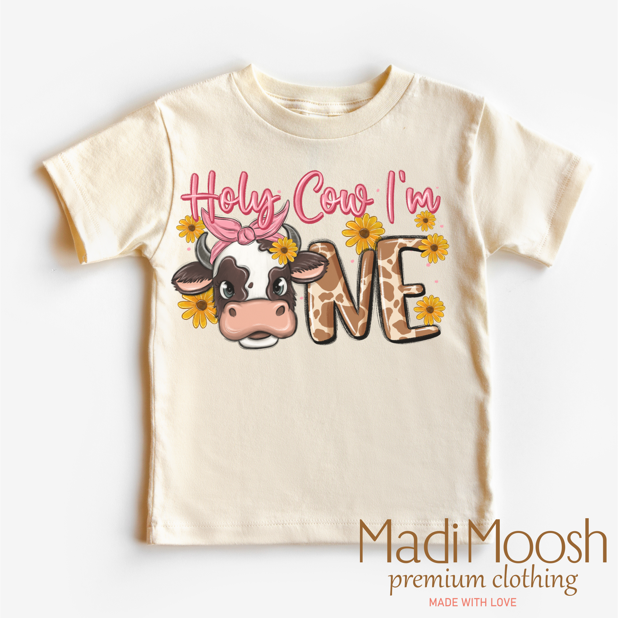 Holy Cow I'm One Birthday Girl Shirt - Cow Birthday Shirt