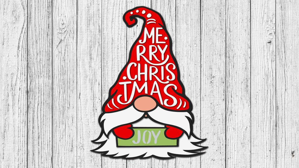 Merry Christmas Joy Gnome Door Hanger - DIY Unfinished Kit - Lvl 1