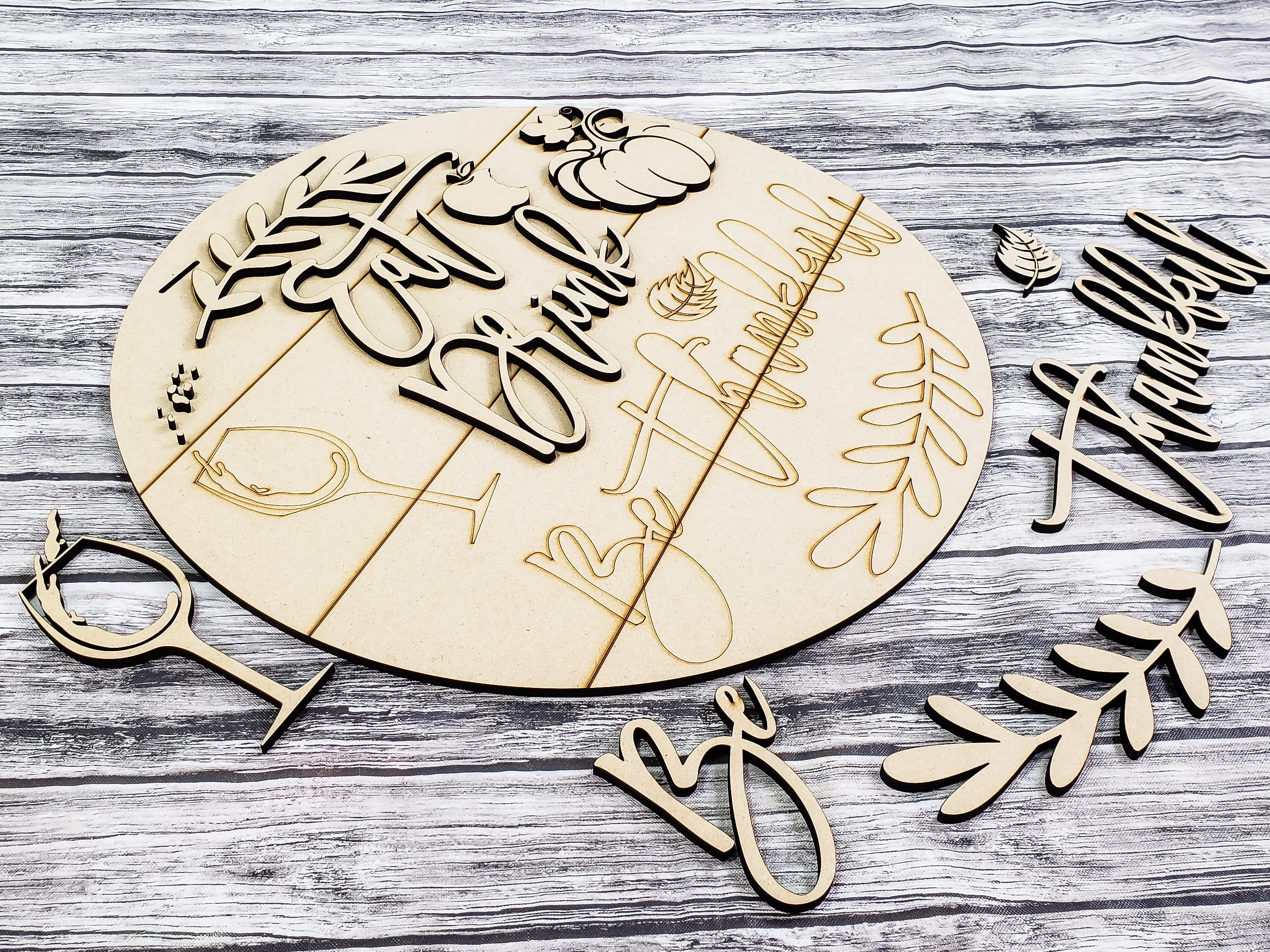 Eat Drink Be Thankful 18inch Door Hanger Unfinished Kit