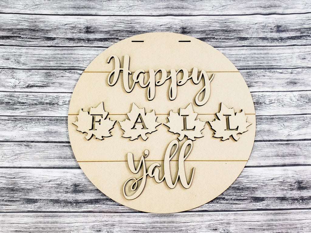 Happy FALL Y'all Leaves 18inch Door Hanger Unfinished Kit