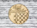 3D HELLO fall with Buffalo Plaid Pumpkin Door Hanger Unfinished Kit
