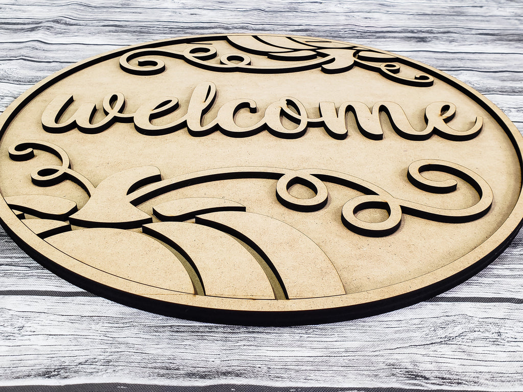 3D Welcome Elegant Pumpkin Door Hanger Unfinished Kit