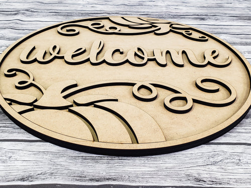 3D Welcome Elegant Pumpkin Door Hanger Unfinished Kit