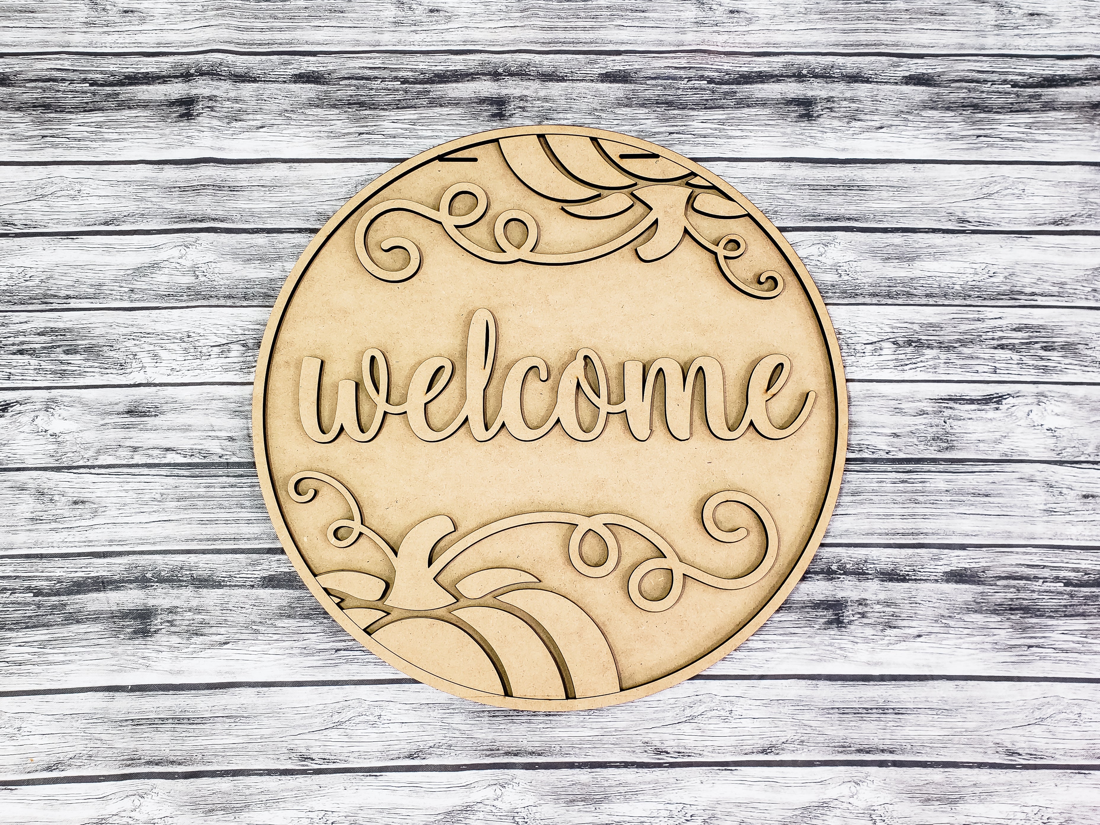 3D Welcome Elegant Pumpkin Door Hanger Unfinished Kit