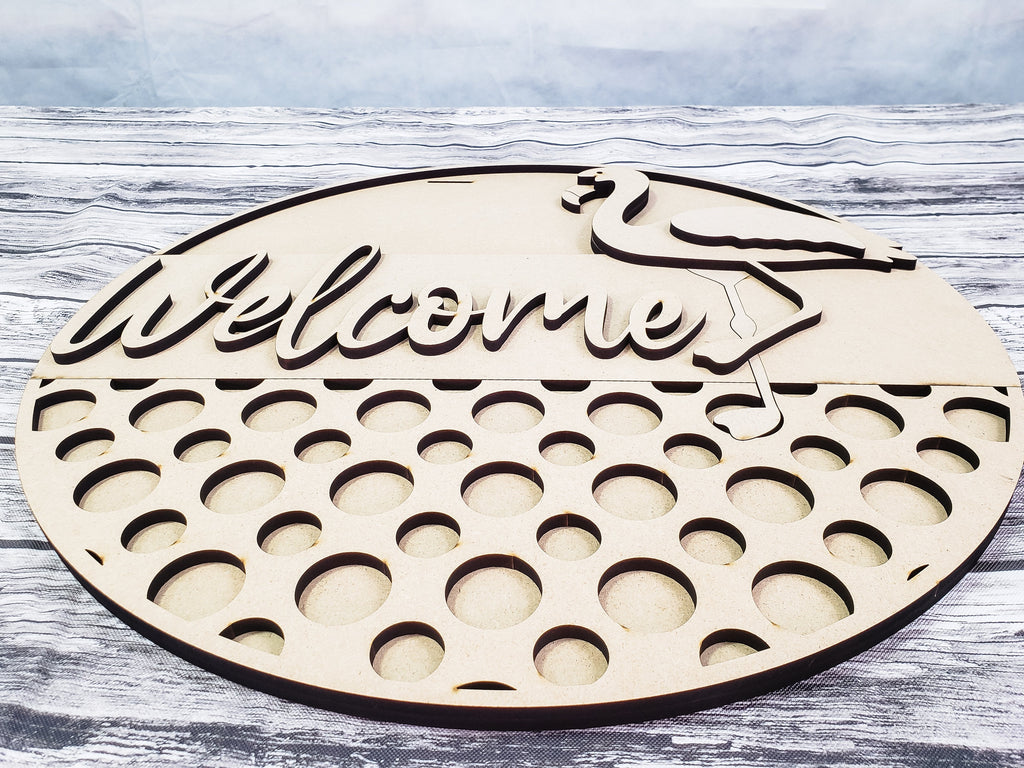 3D Flamingo Welcome Door Hanger Unfinished Kit