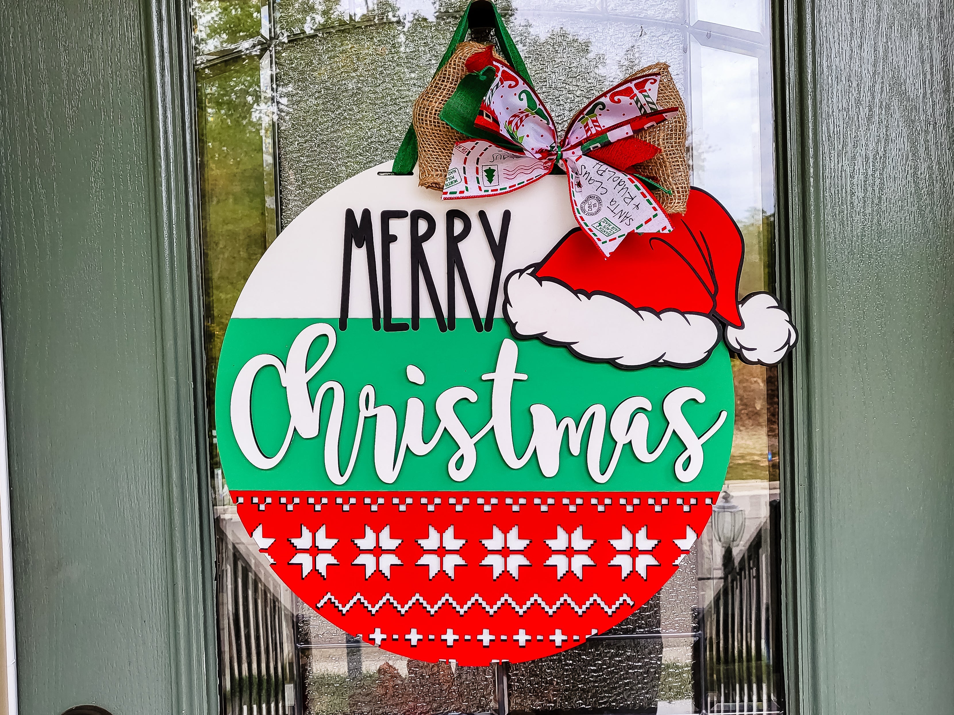 Merry Christmas Santa Hat and Sweater Door Hanger Unfinished Kit