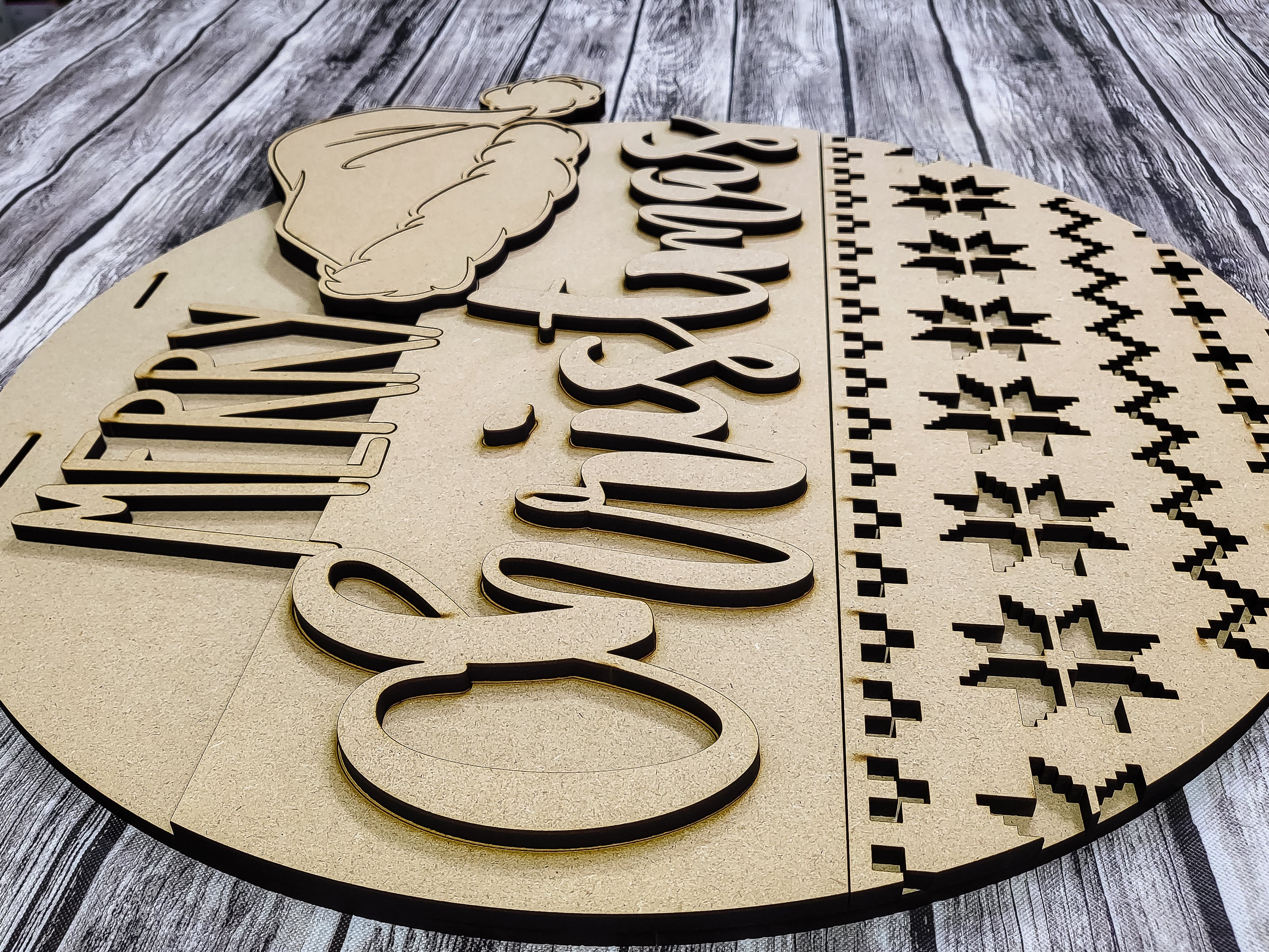 Merry Christmas Santa Hat and Sweater Door Hanger Unfinished Kit