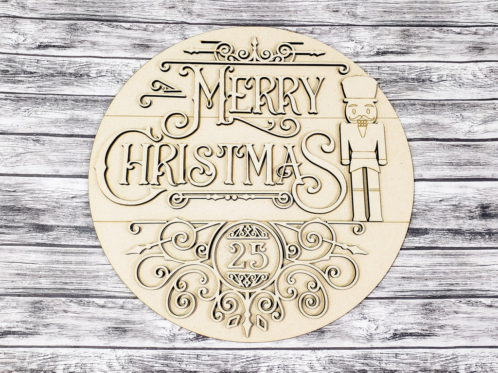 Merry Christmas Nutcracker Door Hanger Unfinished Kit