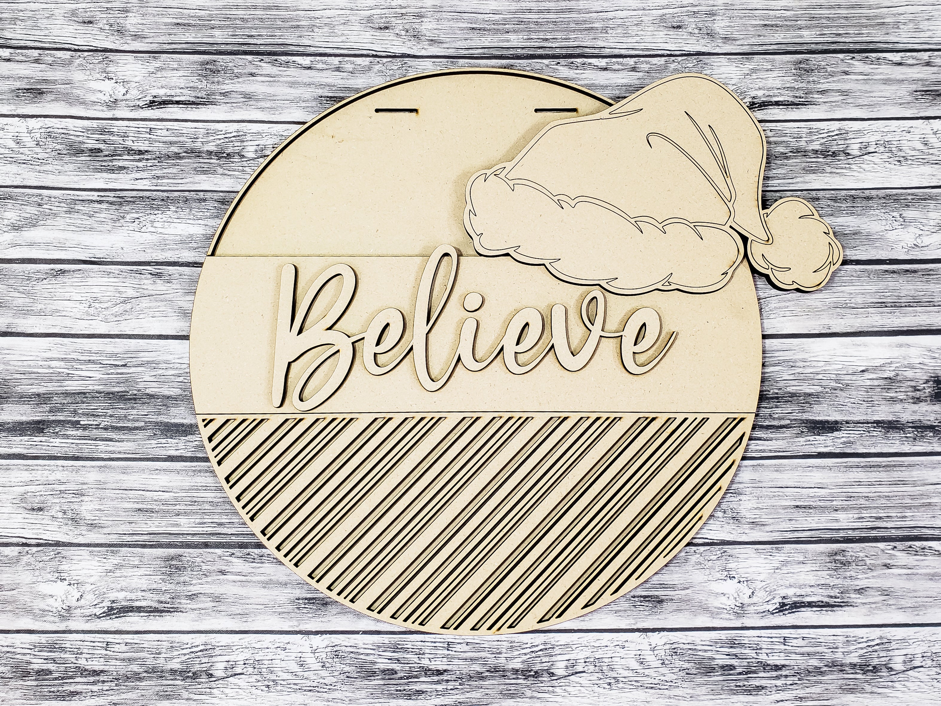 Believe Hat and Candy Cane Pattern Door Hanger Unfinished Kit