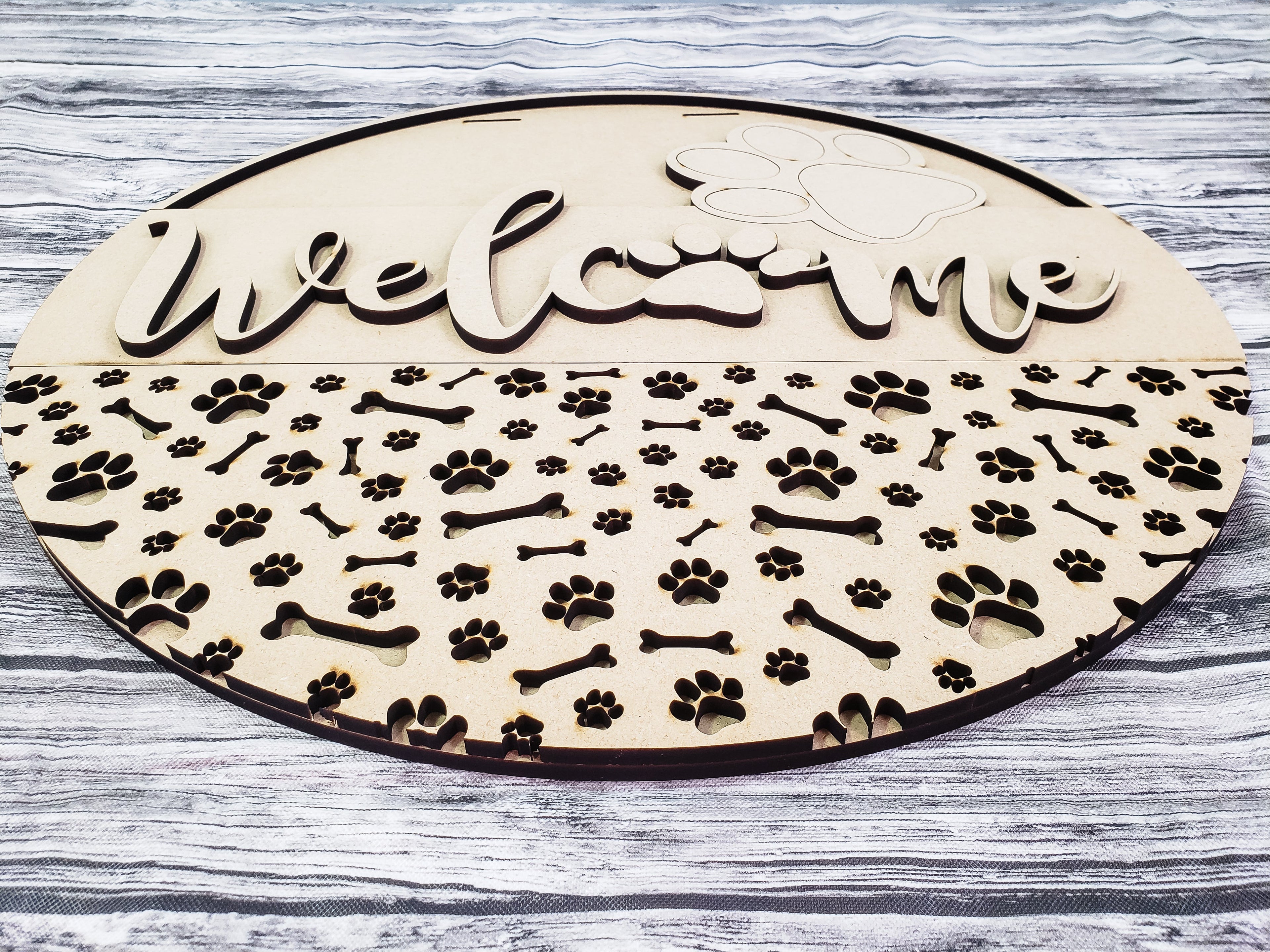 Welcome Dog Paws Door Hanger Unfinished Kit