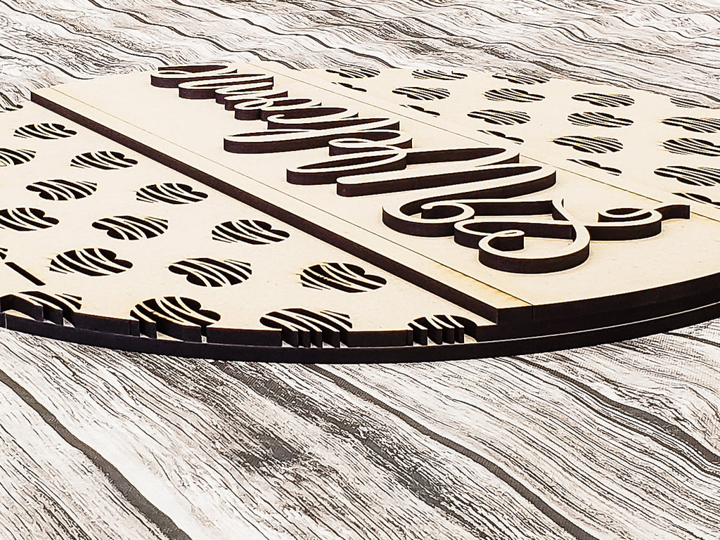Welcome Scribble Heart Pattern Door Hanger Unfinished Kit