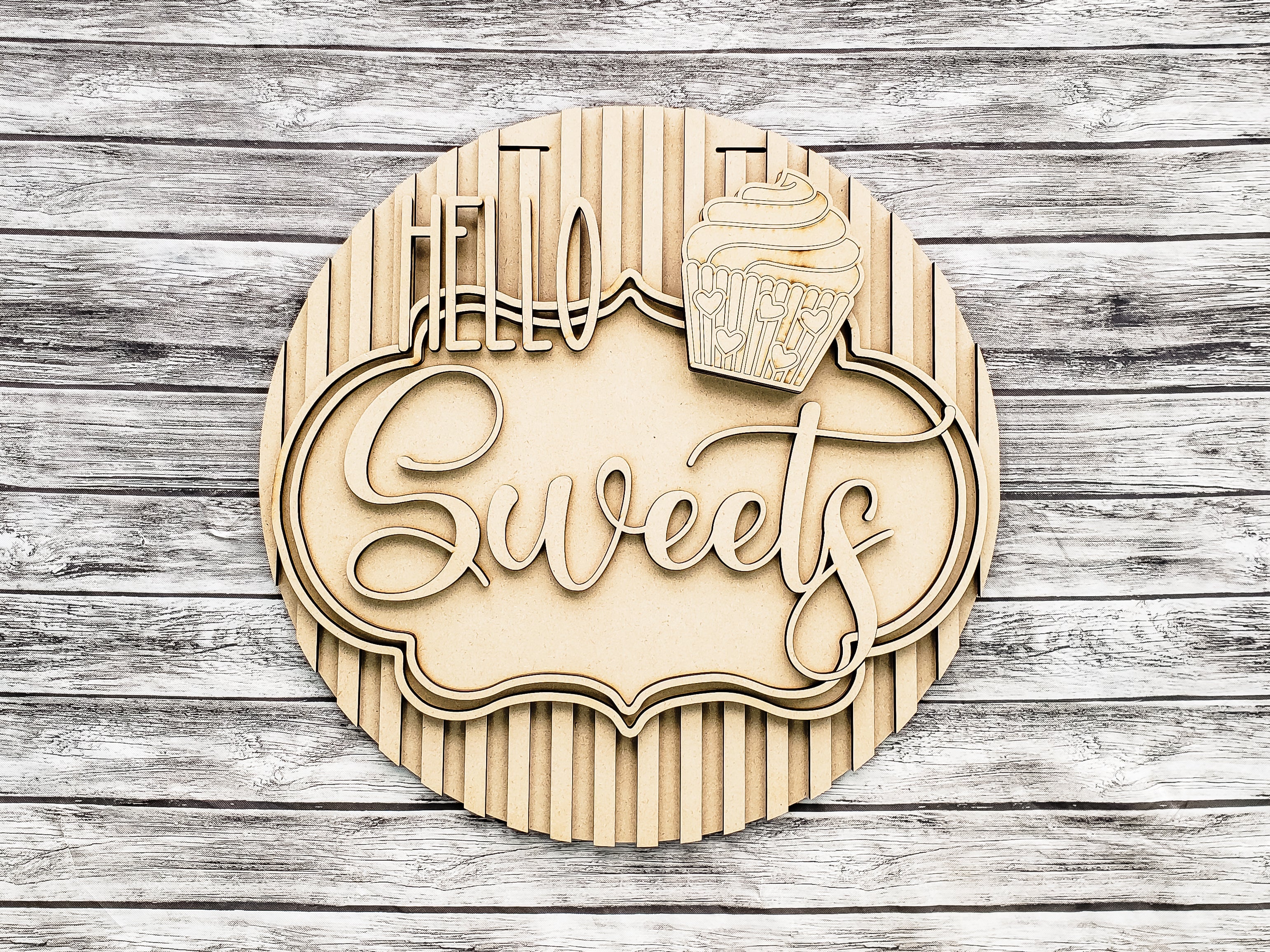 Hello Sweets Sign Door Hanger Unfinished Kit