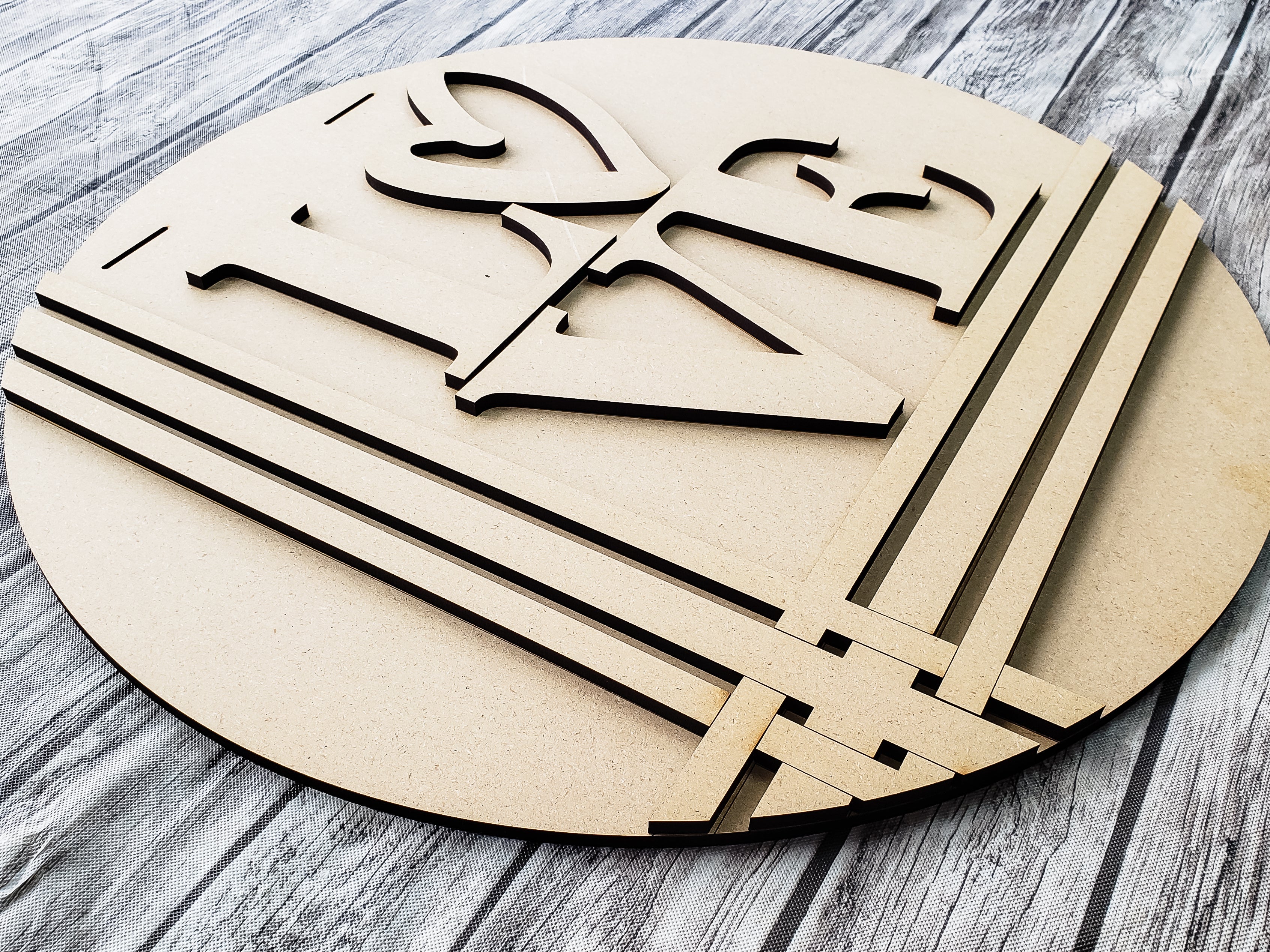 LOVE Stacked Stripes Door Hanger Unfinished Kit