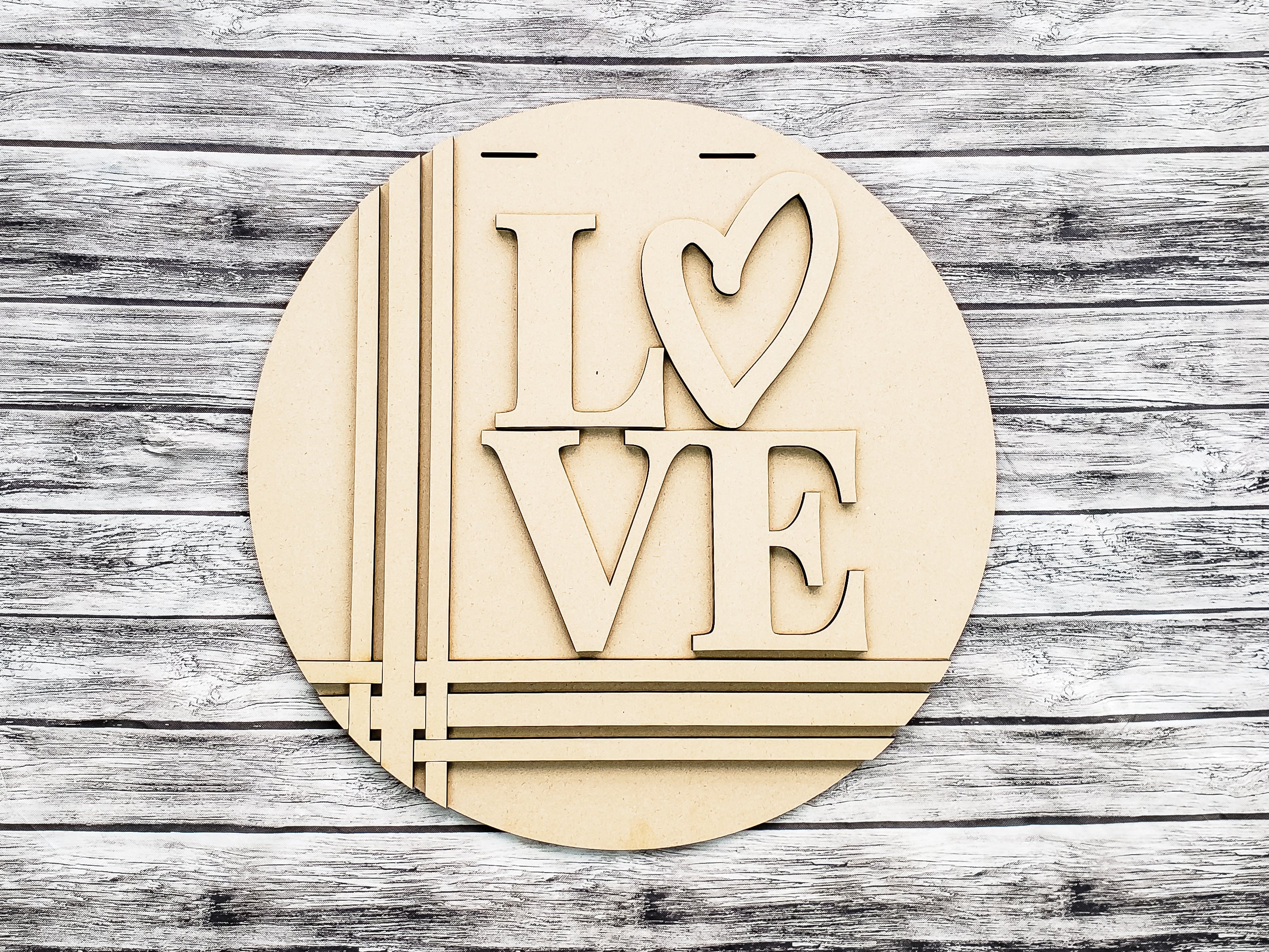 LOVE Stacked Stripes Door Hanger Unfinished Kit
