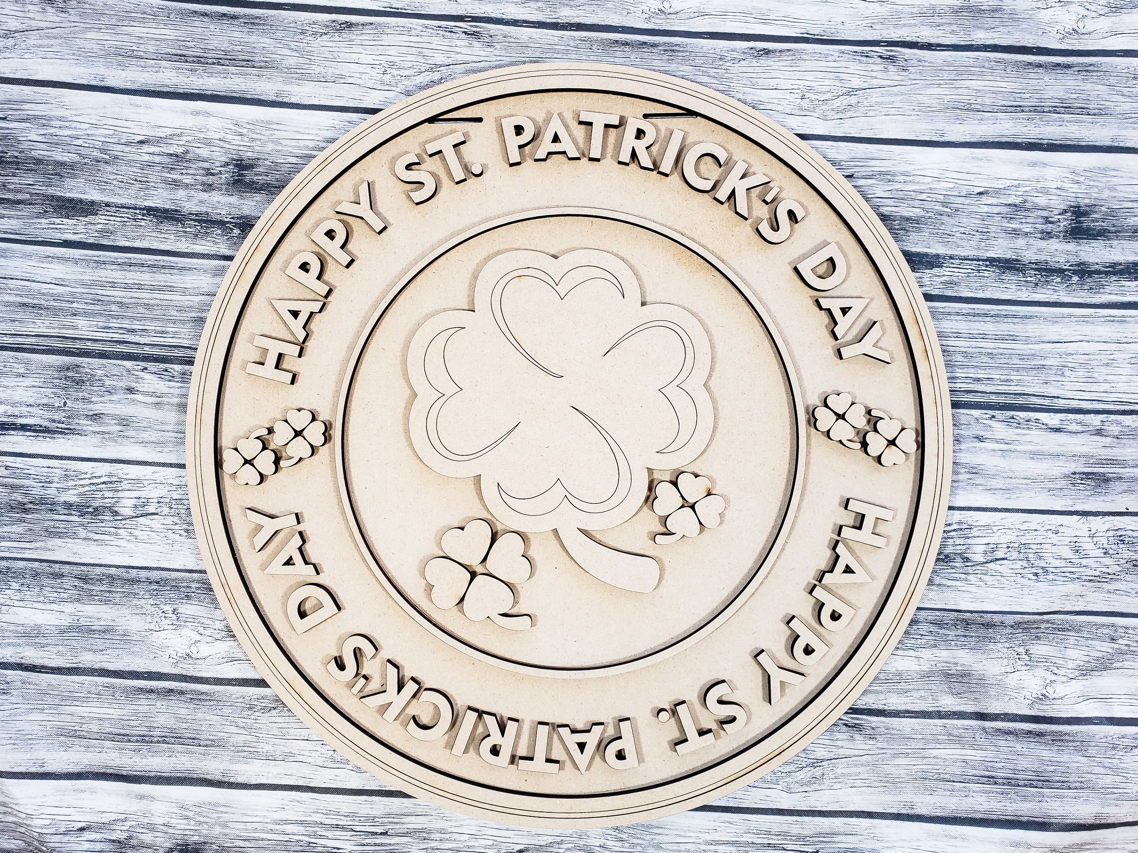 Happy St Patrick's Day Round Rings Door Hanger Unfinished Kit