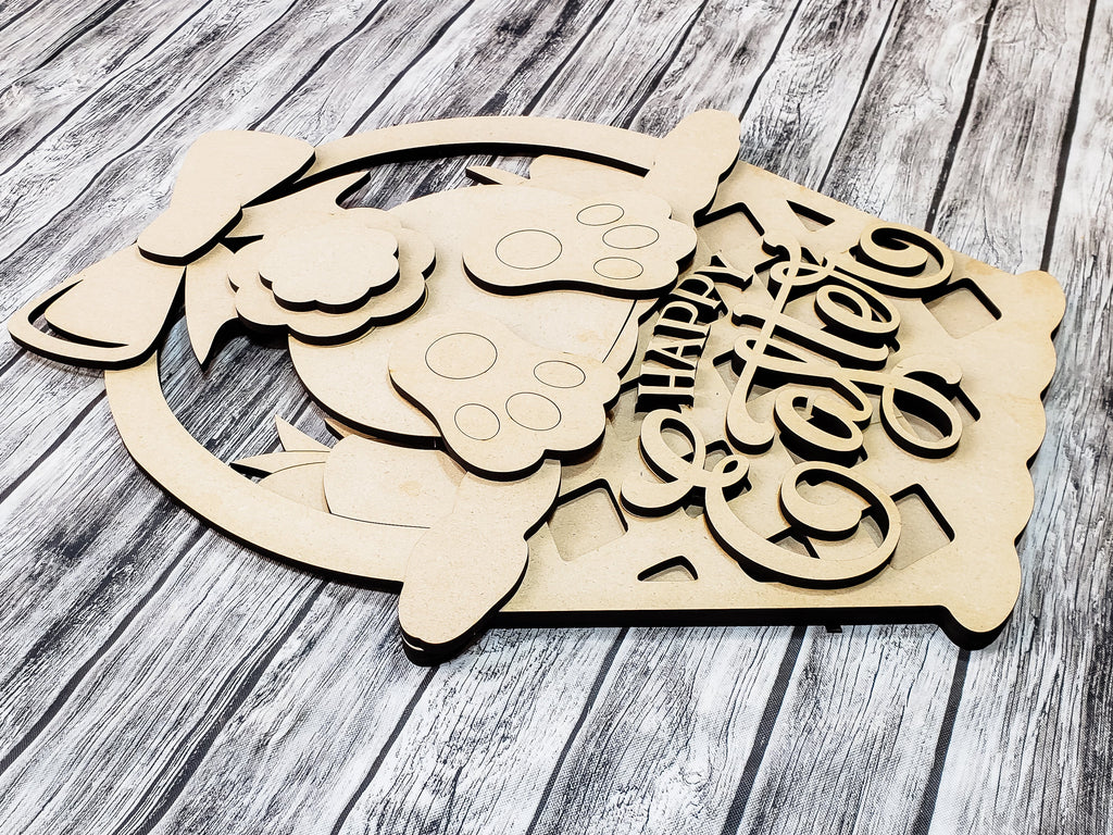 Hello Easter Bunny Butt Basket Door Hanger Unfinished Kit