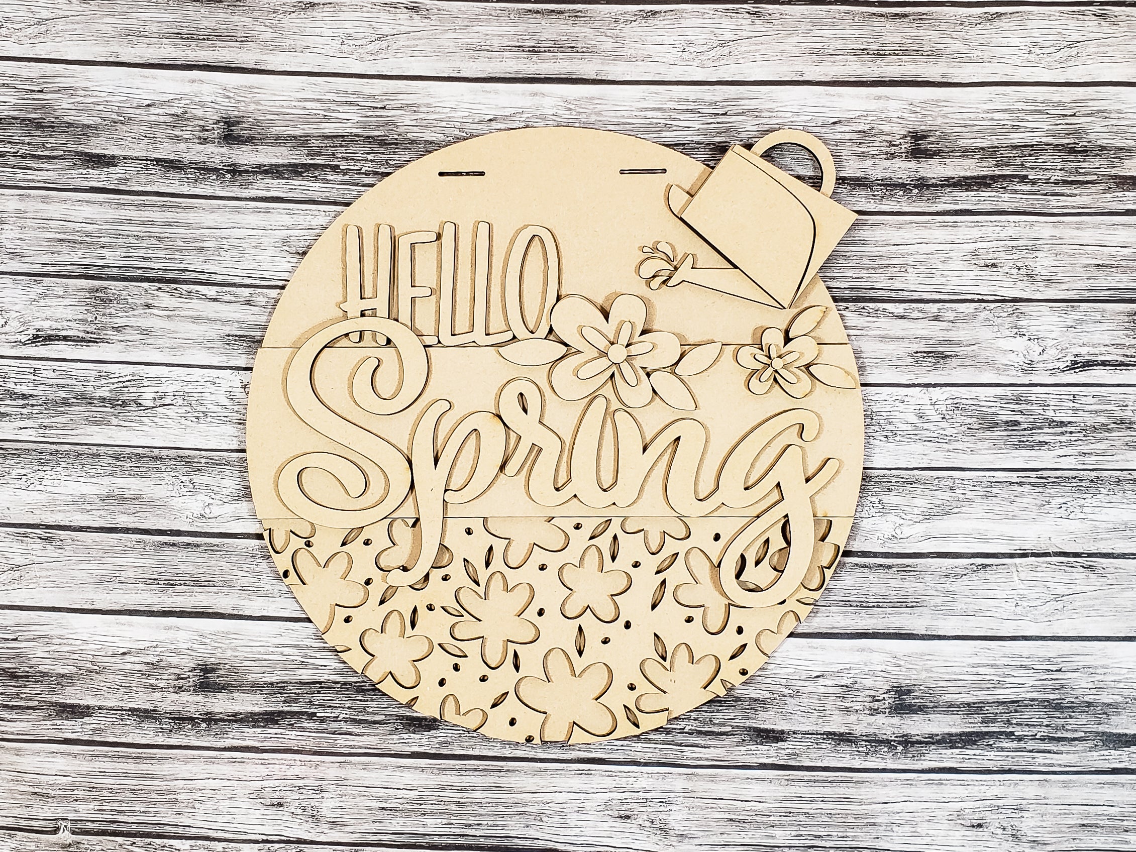 Hello Spring Watering Can Door Hanger Unfinished Kit