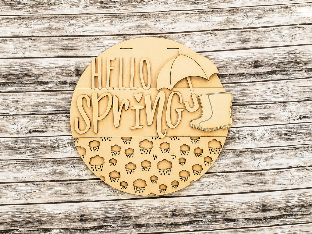 Welcome Spring Umbrella Door Hanger Unfinished Kit