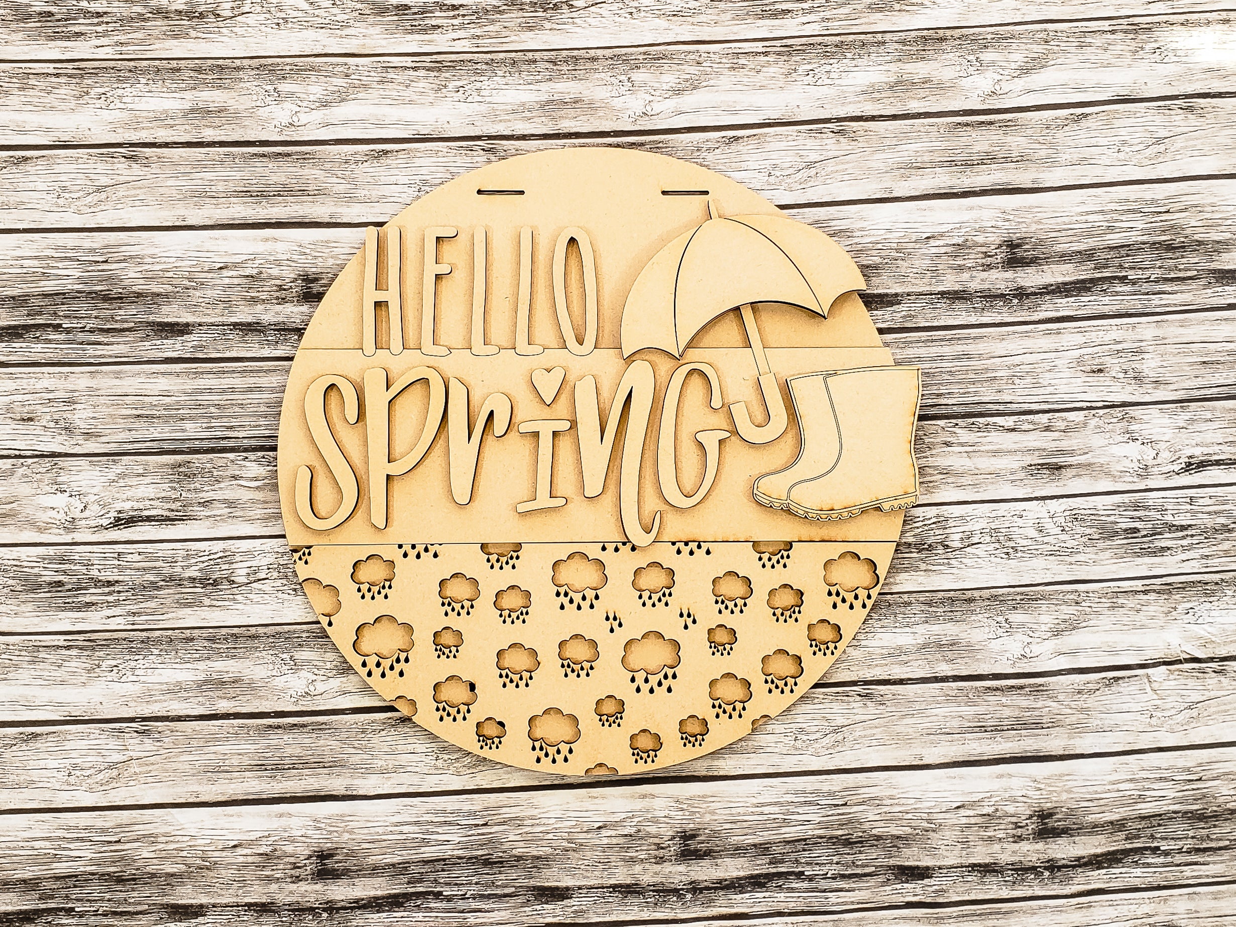 Welcome Spring Umbrella Door Hanger Unfinished Kit