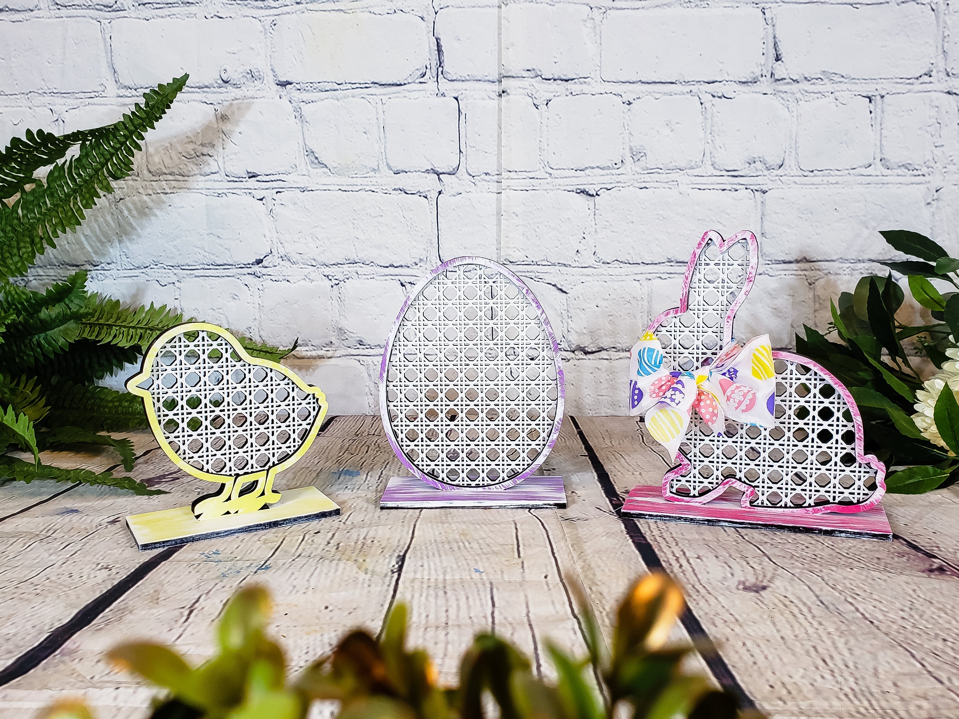 Rattan Easter Standing Chick Bunny Egg