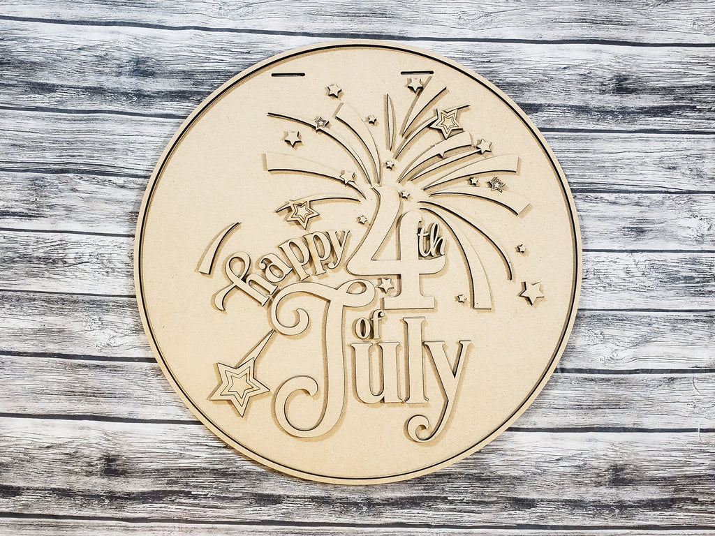 Happy 4th of July Door Hanger DIY Unfinished Kit