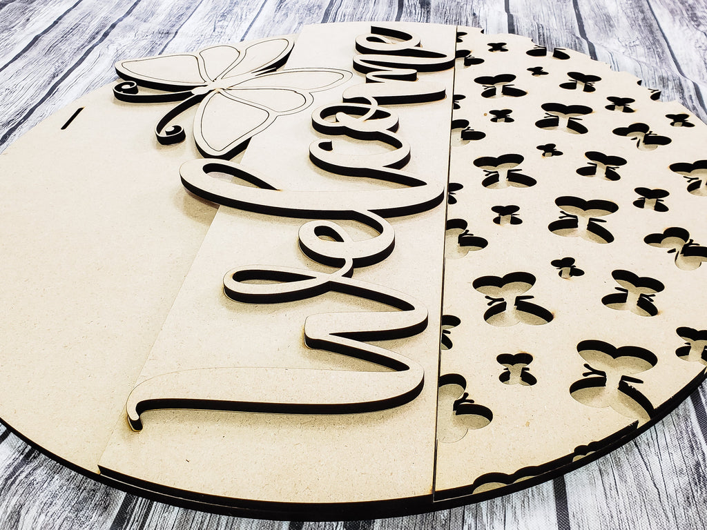 Welcome Butterfly Door Hanger Unfinished Kit