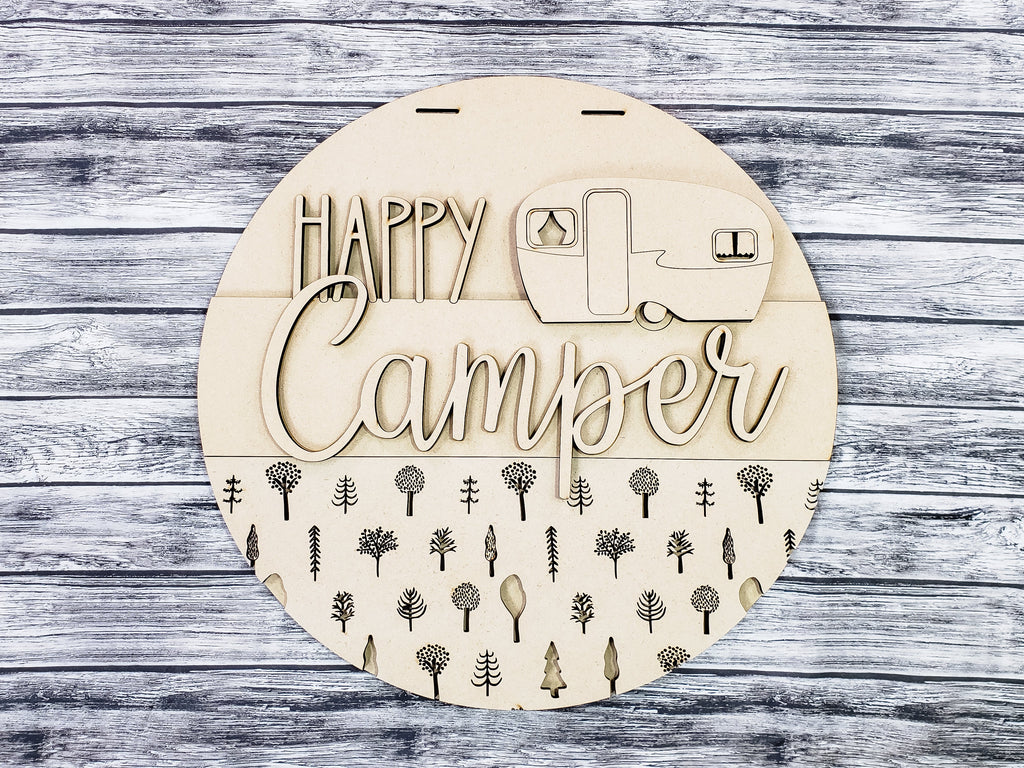 Happy Camper Door Hanger Unfinished Kit