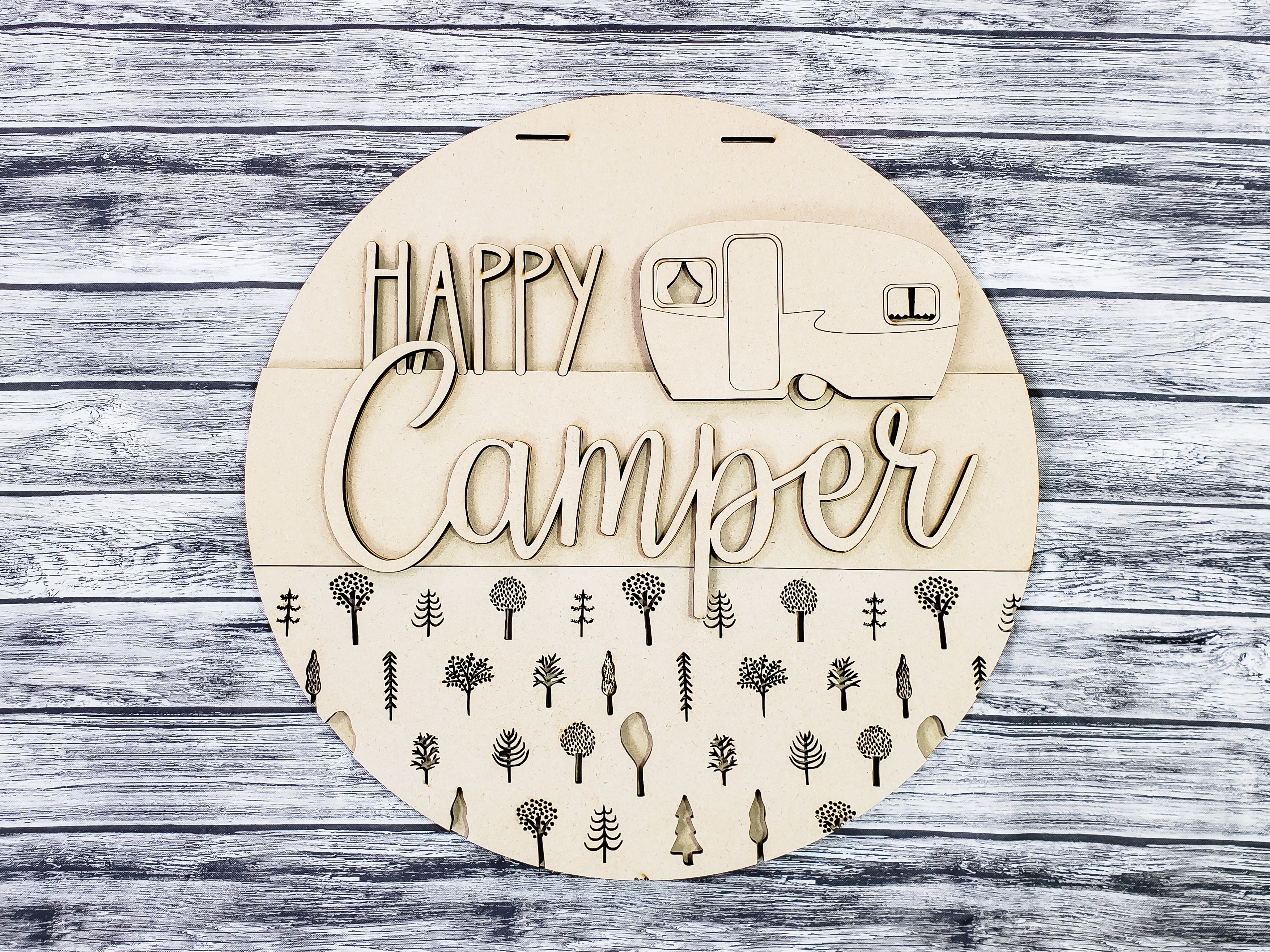 Happy Camper Door Hanger Unfinished Kit