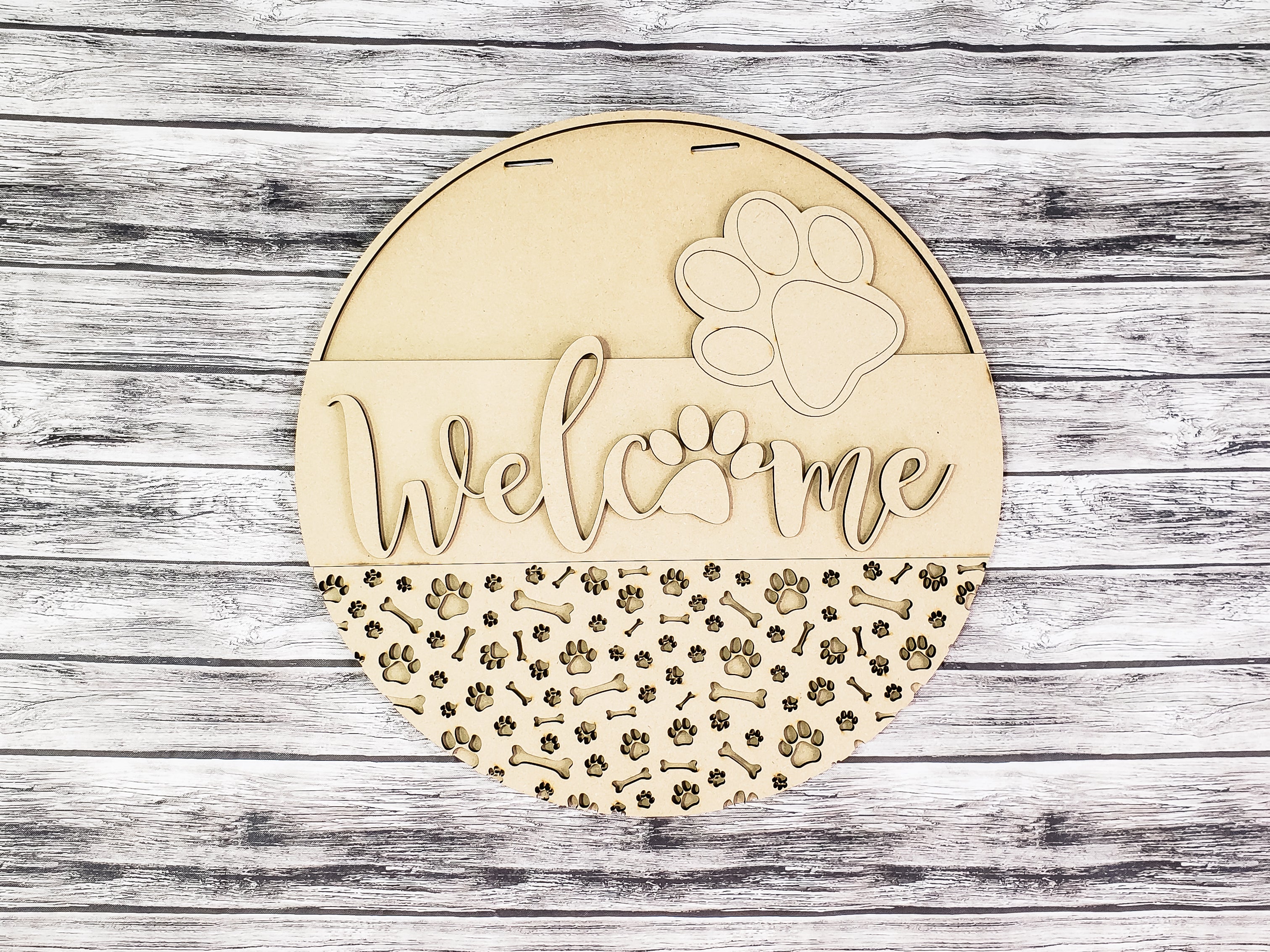 Welcome Dog Paws Door Hanger Unfinished Kit