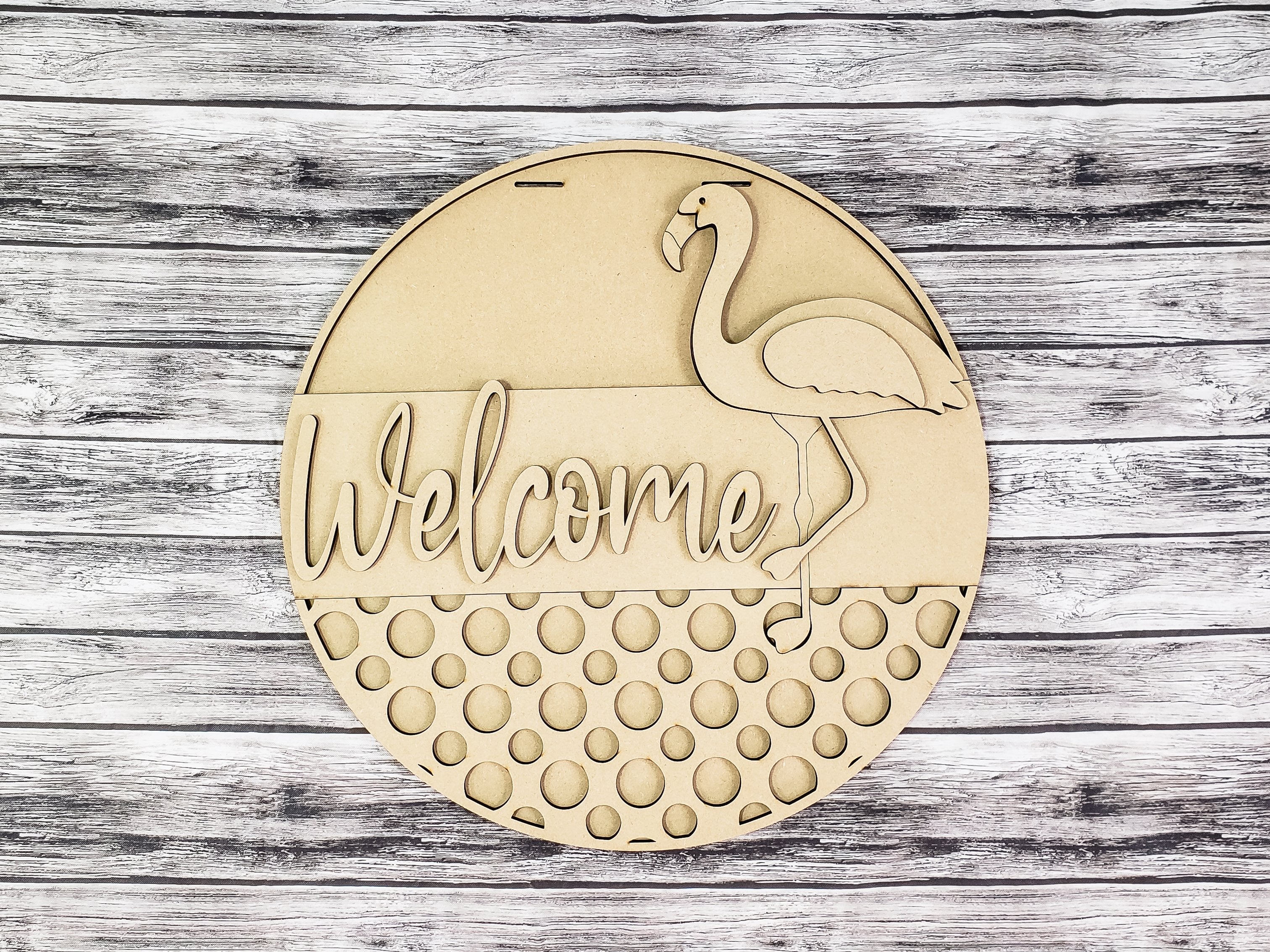 3D Flamingo Welcome Door Hanger Unfinished Kit
