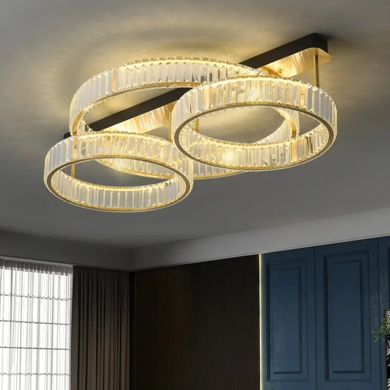 DecorBites™ Gold Crystal Copper Ceiling Lamps LED Modern Home Room Decor Lighting