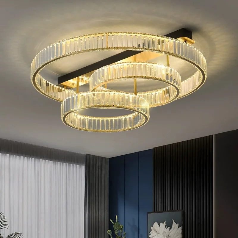 DecorBites™ Gold Crystal Copper Ceiling Lamps LED Modern Home Room Decor Lighting