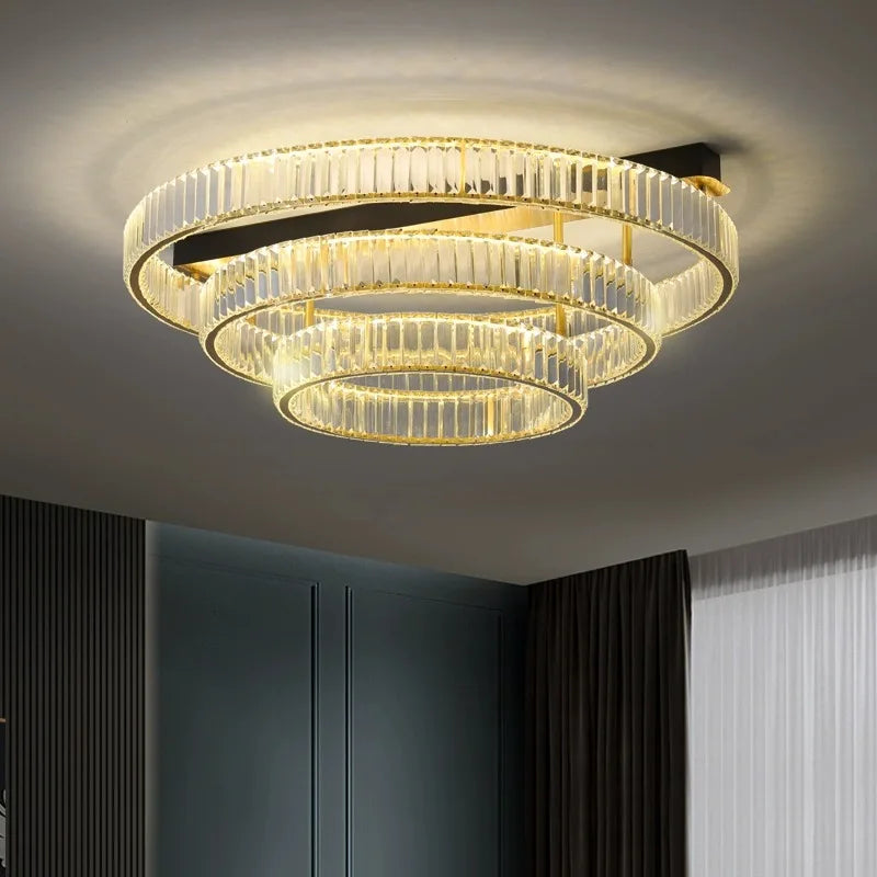 DecorBites™ Gold Crystal Copper Ceiling Lamps LED Modern Home Room Decor Lighting