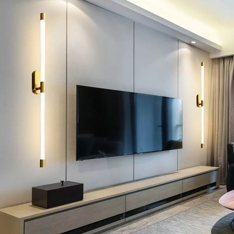 DecorBites™ Gold Geometric Lines Wall Lamp for Bedroom and Living Room Decor