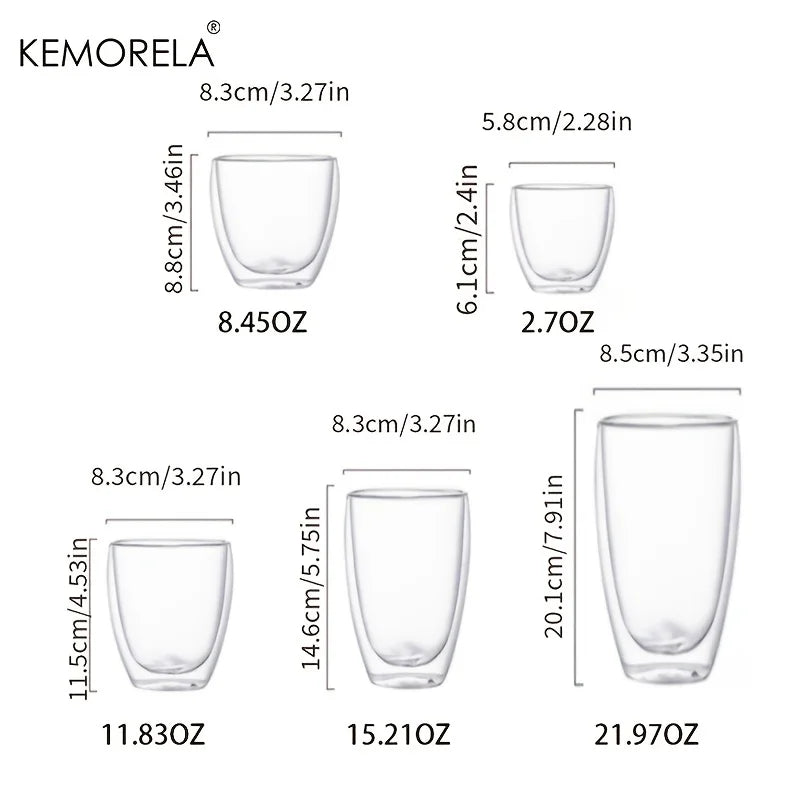 DecorBites™ Heat-Resistant Double Wall Glass Cup | Versatile Drinkware for Home