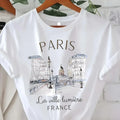 Y2k T Shirt Paris Women Print T-shirt Girl Short Sleeve Crew Neck Casual Top for Summer Spring Women's Clothing