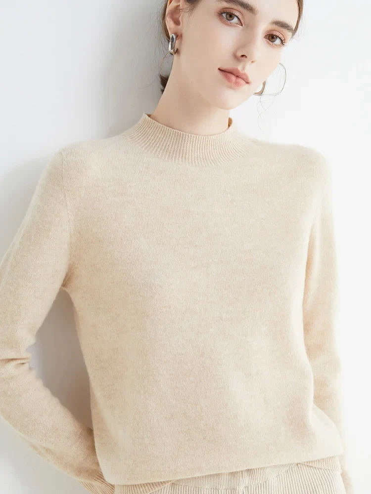AOSSVIAO 2026 Autumn Winter Solid Mock-neck Pullover Sweater For Women Casual Knitwear Female Clothing Basic Soft Tops