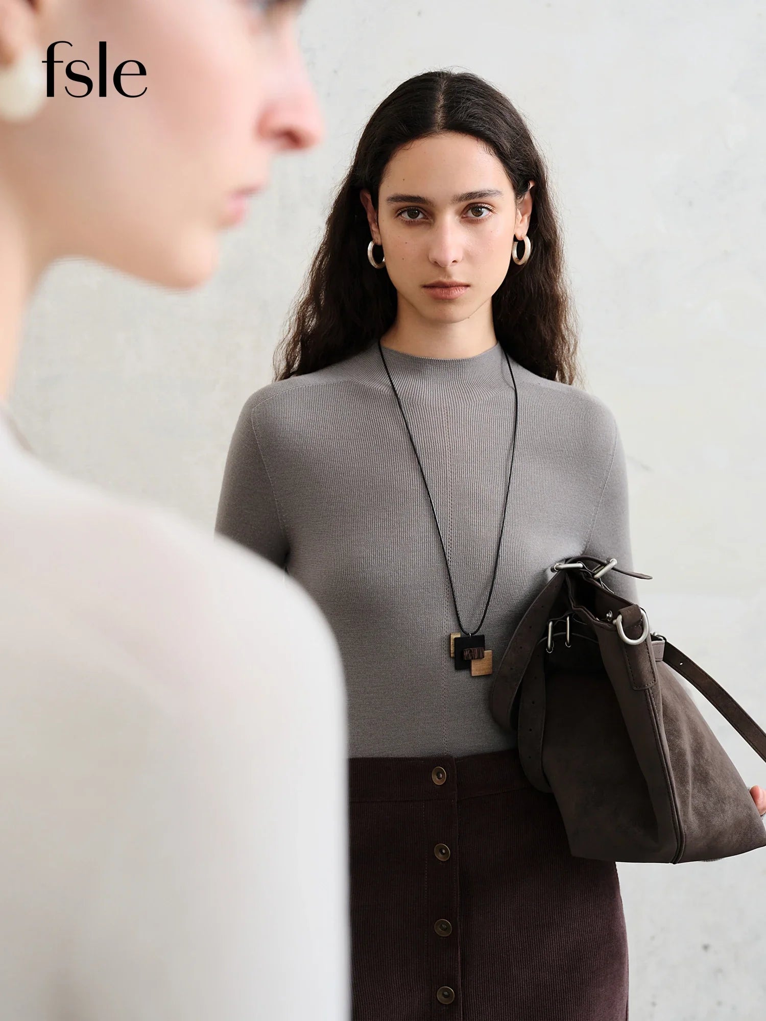 FSLE【Premium Series】German Biella Wool Autumn Super Fine Washable Seamless One-Piece Mock Neck Thermal Base Layer Shirt Women