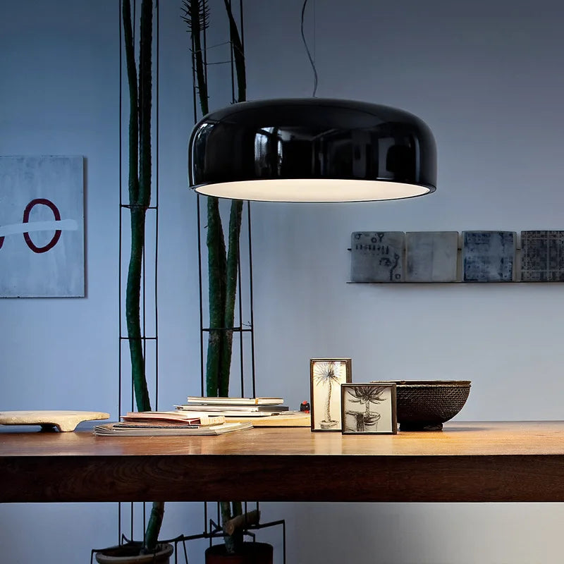 DecorBites™ Glossy Black Round Nordic Pendant Light for Dining Room and Bar Decor